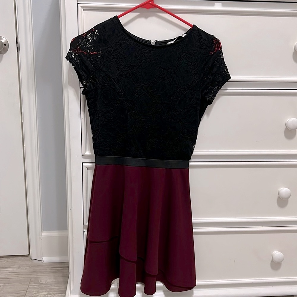 black and maroon dress